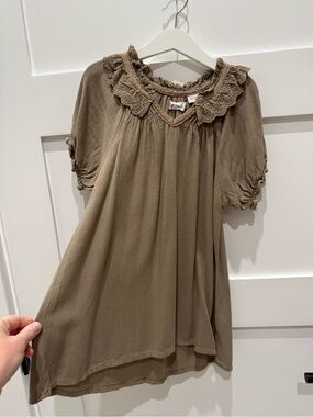 Zara Taupe Eyelet-Trim Girls'  dress